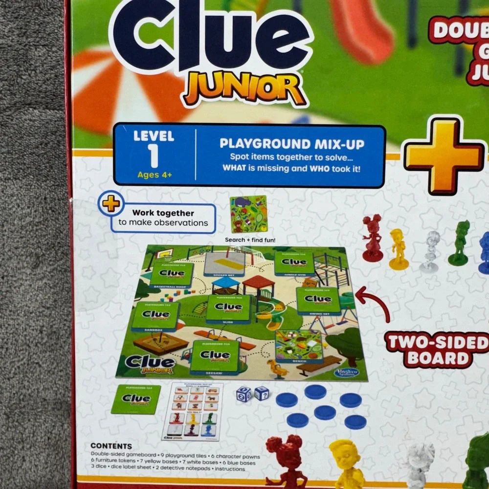 Clue Junior Board‎ Game Ages 4+ Double Sided Gameboard 2 Games in 1 Hasbro